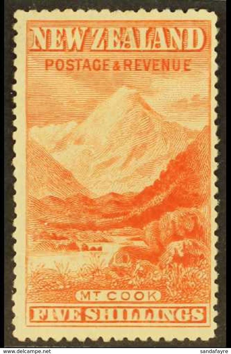 1898 (no Wmk, Perf 12-16) 5s Vermilion "Mount Cook", SG 259, Very Fine Mint. For More Images, Please Visit Http://www.sa - Other & Unclassified