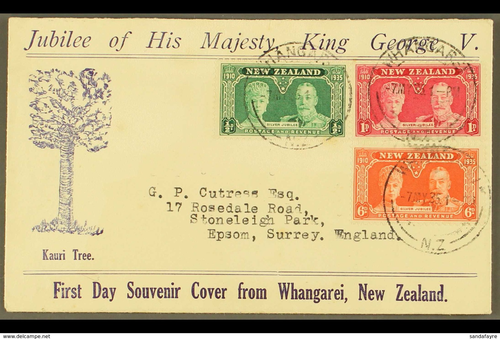 1935 Silver Jubilee Set On ILLUSTRATED FIRST DAY COVER, SG 573/5, Few Hinge Marks On Reverse. For More Images, Please Vi - Andere & Zonder Classificatie