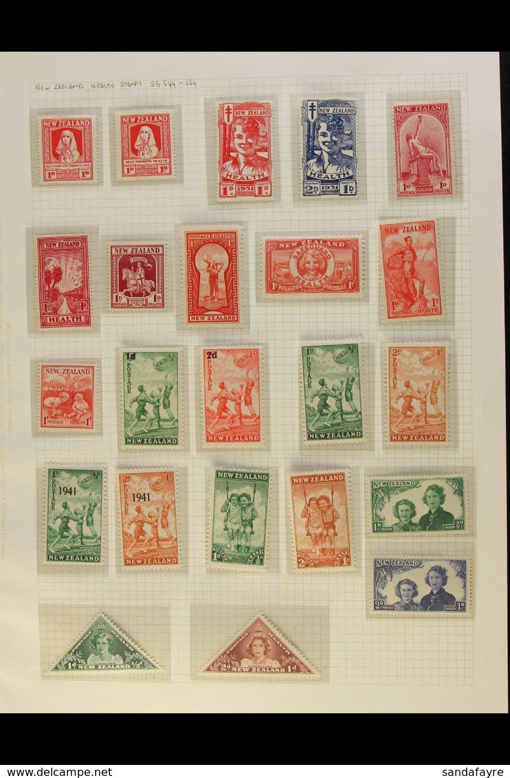 HEALTH STAMPS 1929-1944 COMPLETE FINE MINT COLLECTION In Hingeless Mounts On A Page, All Different, Note 1931 Smiling Bo - Other & Unclassified