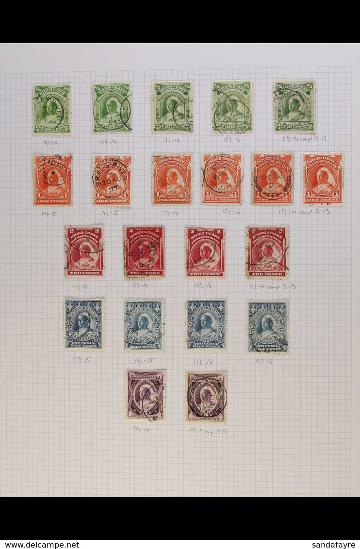 1897-1898 USED COLLECTION With Many Perforation Types On Leaves, Includes 1897-98 Set Inc Perf 13½-14 5d, 1s, 2s6d & 10s - Andere & Zonder Classificatie