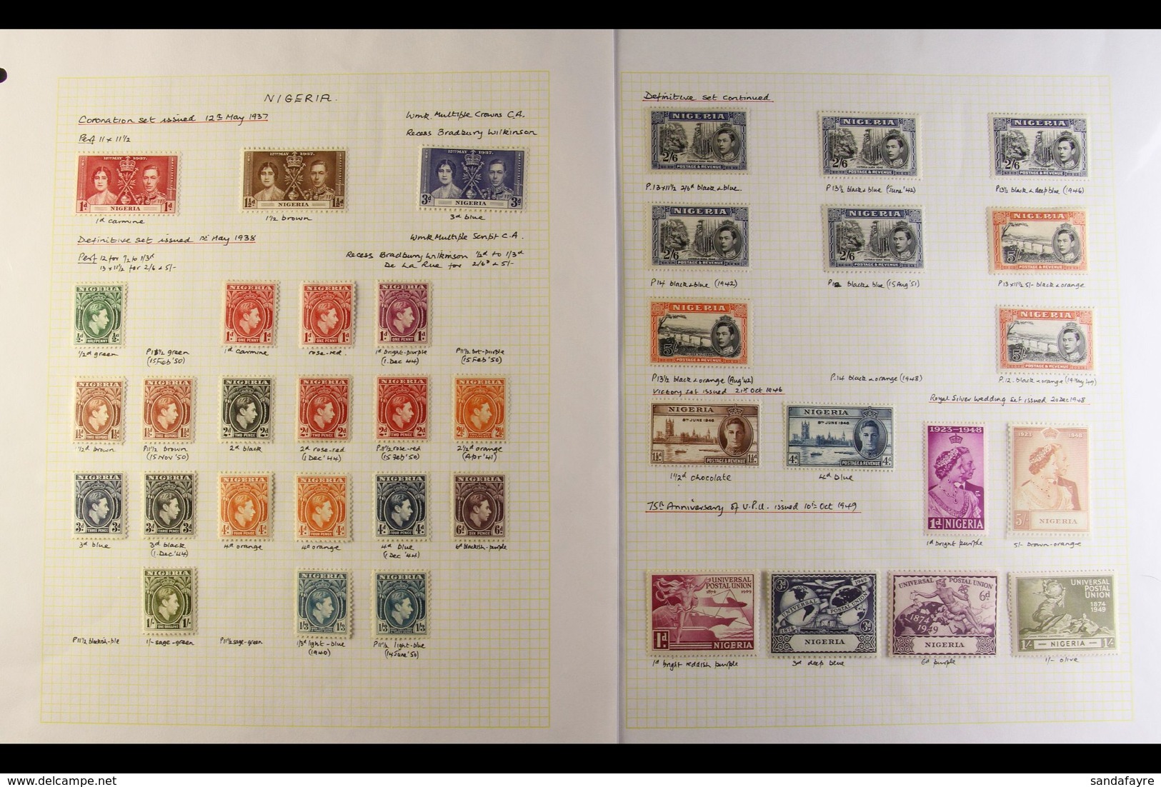 1937-51 VERY FINE MINT COLLECTION An Attractive Collection Neatly Written Up On Album Pages, With A Complete Basic King  - Nigeria (...-1960)
