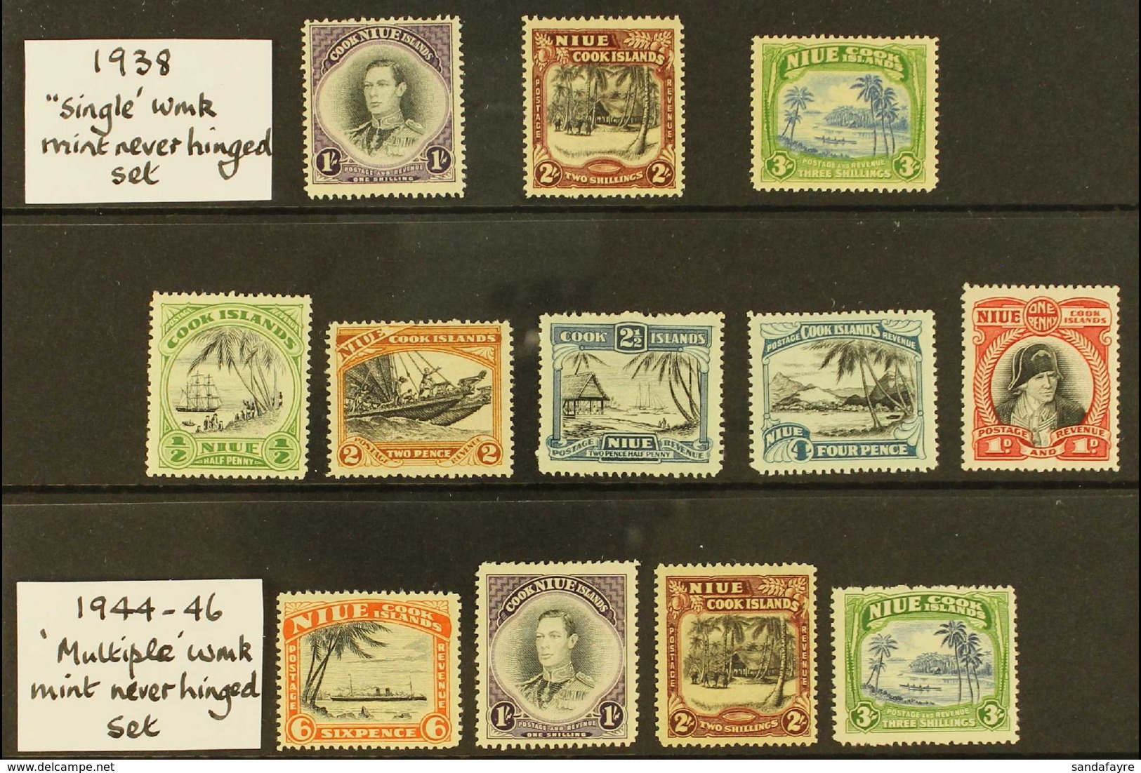 1938- 1946 NEVER HINGED MINT SETS The 1938 Portrait Set SG 75/77 & The 1944-46 Pictorials Set SG 89/97 Both Very Fine Ne - Niue