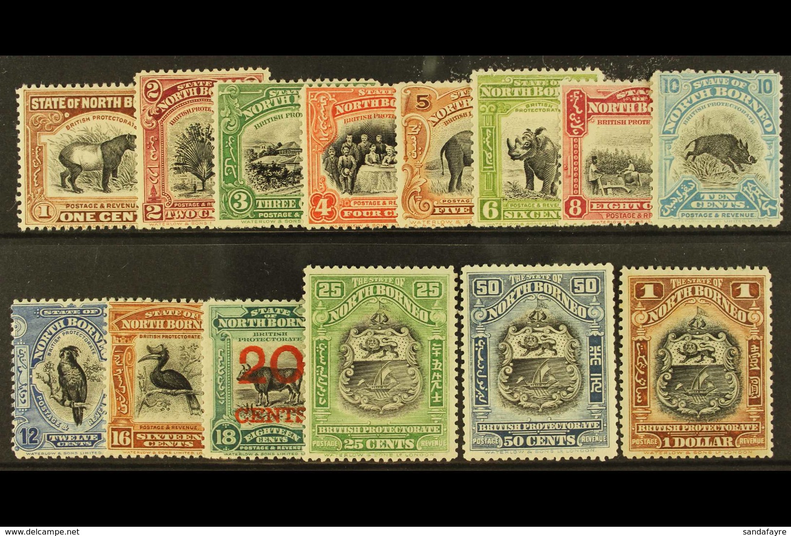 1925 Pictorial Issue With Centres In Black, Complete Set To $1, SG 277/91, Very Fine Mint. (14 Stamps) For More Images,  - Noord Borneo (...-1963)