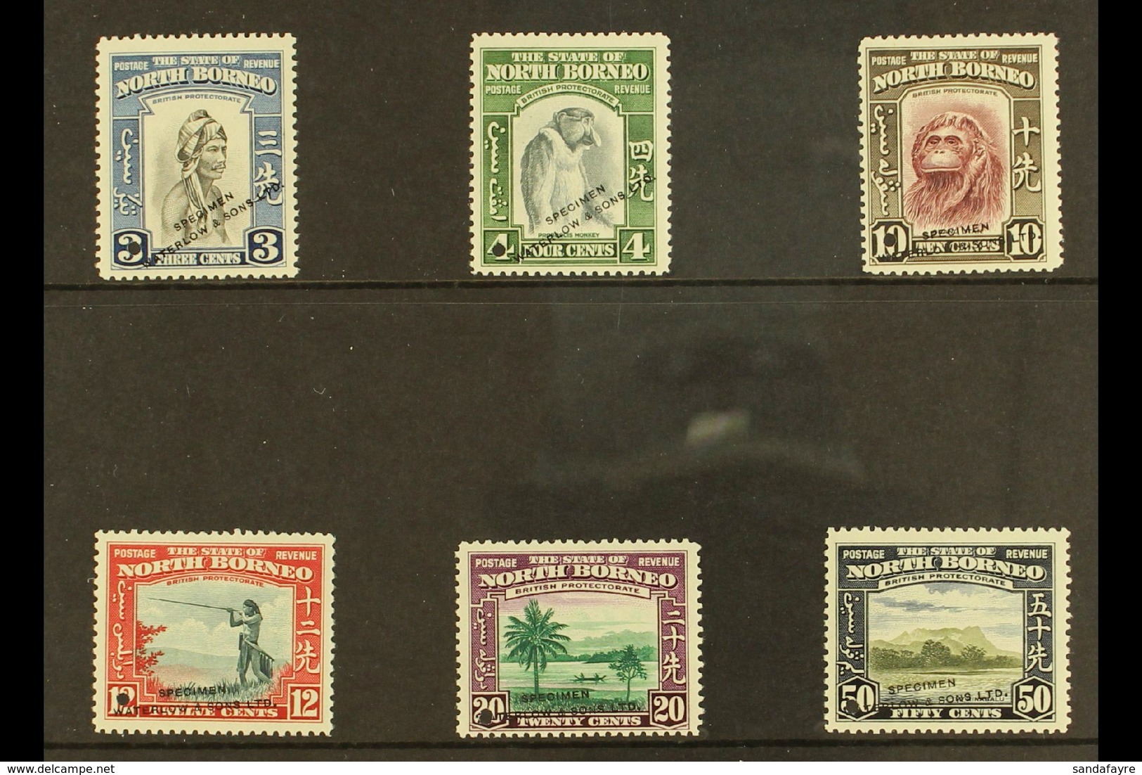 1939 PICTORIALS - COLOUR TRIALS Includes 6 Values To 50c Each With Small Punch Hole And Overprinted Waterlow & Sons Ltd  - Nordborneo (...-1963)