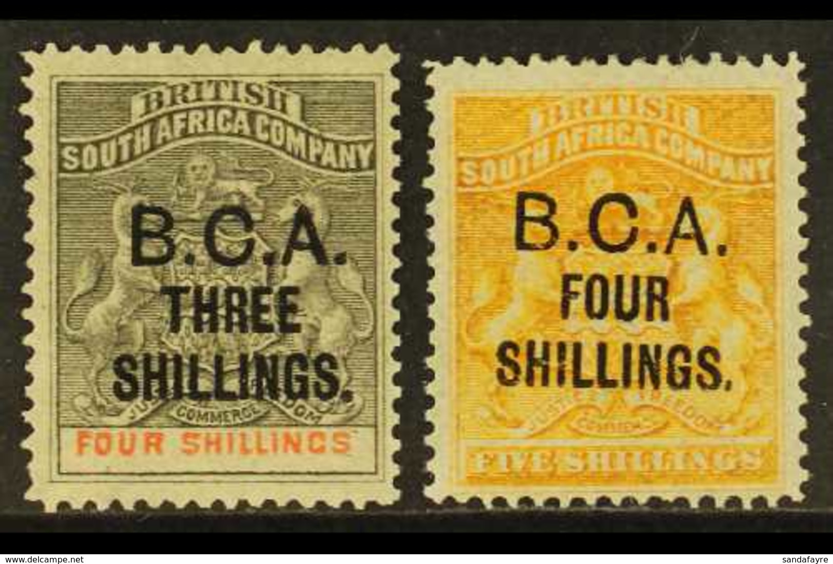 1892 3s On 4s Grey Black And Vermilion And 4s On 5s Orange Yellow, SG 18/19, Superb Mint Pair, Well Centered And Fresh.  - Nyassaland (1907-1953)