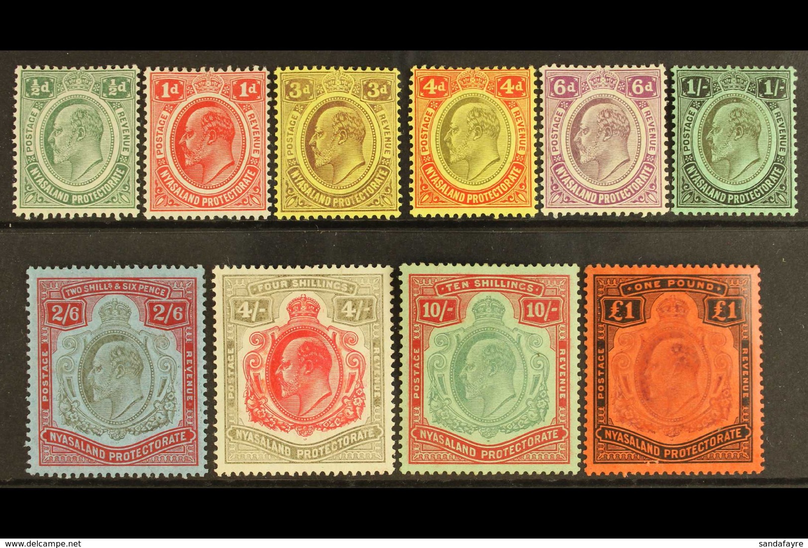 1908-11 Definitives Set Complete, SG 72/81, Fine Mint (10 Stamps) For More Images, Please Visit Http://www.sandafayre.co - Nyassaland (1907-1953)