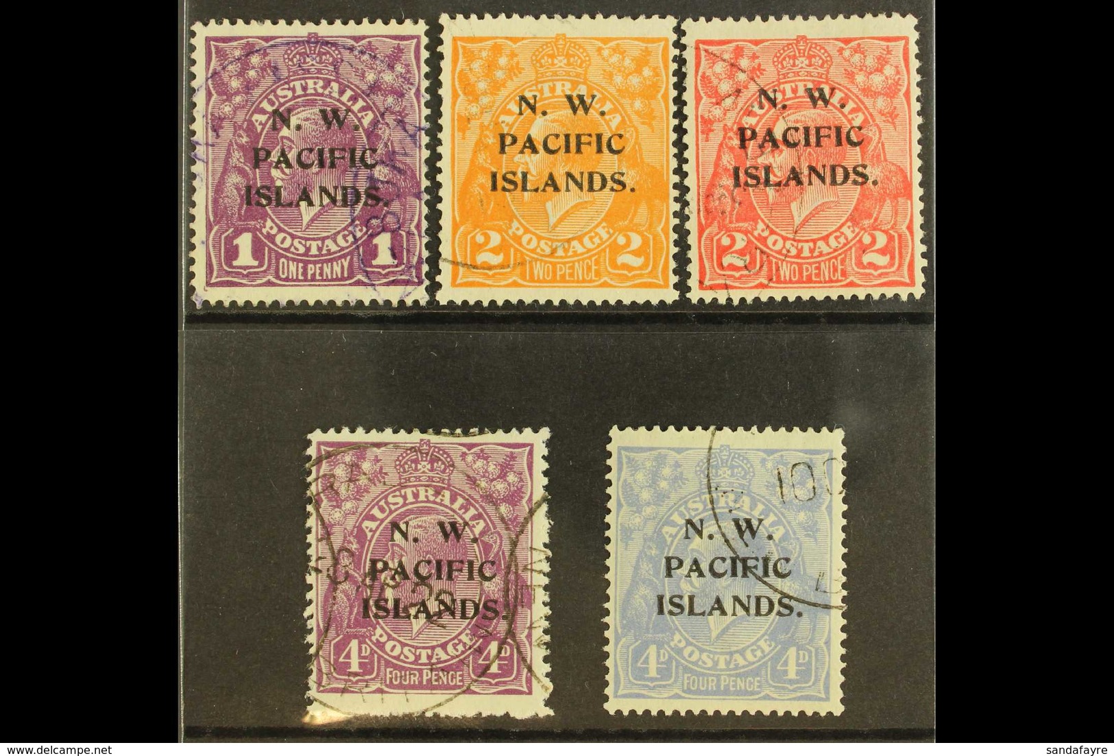NWPI 1918-23 Heads Watermark Type W5 Overprints Complete Set, SG 120/24, Very Fine Used, Fresh. (5 Stamps) For More Imag - Papua-Neuguinea