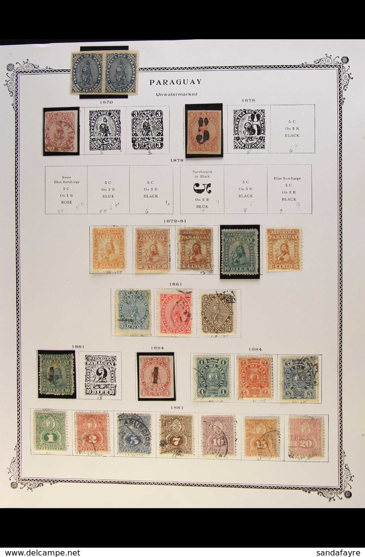 1870-1975 INTERESTING COLLECTION On Pages, Mint & Used ALL DIFFERENT Stamps, Inc 1878 "5" On 1r Mint, Various Surcharges - Paraguay