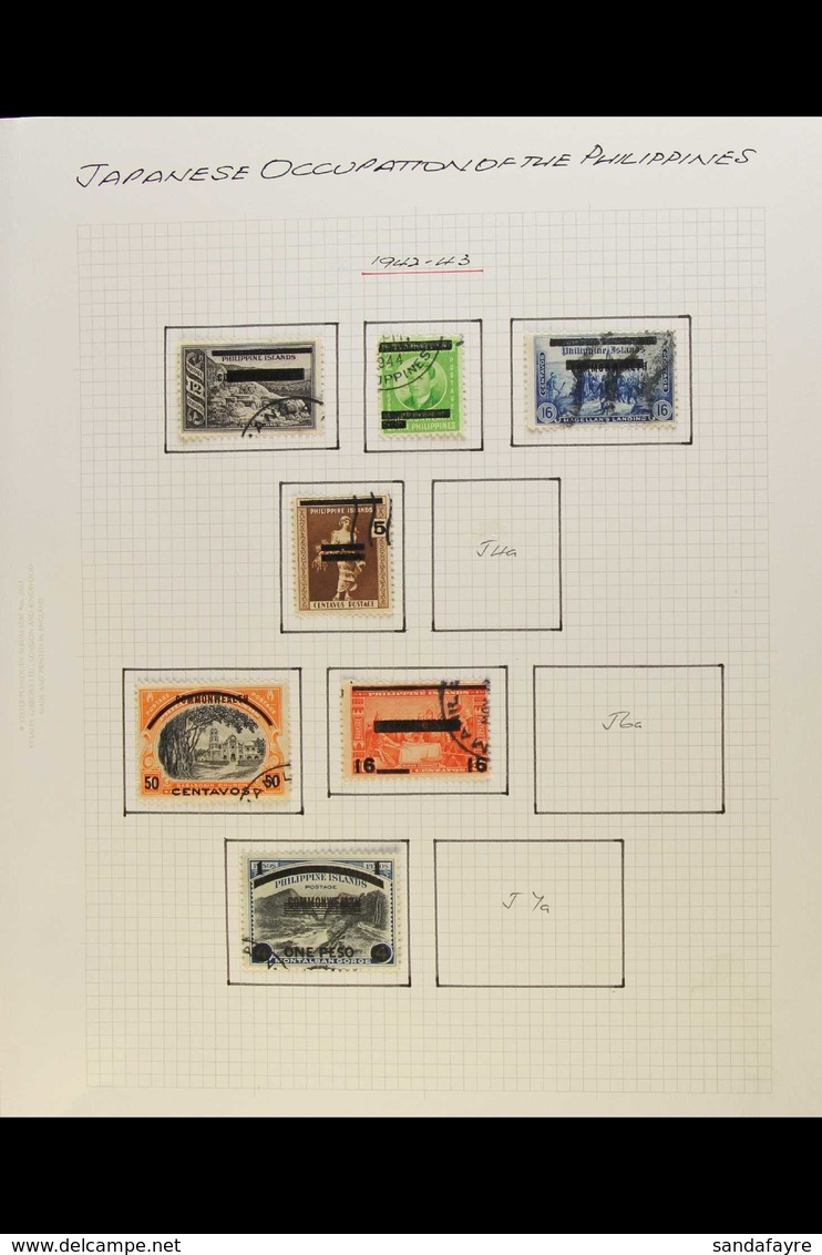 JAPANESE OCCUPATION 1942-1945 VERY FINE USED All Different Collection Written Up On Album Pages. LARGELY COMPLETE (see S - Philippines