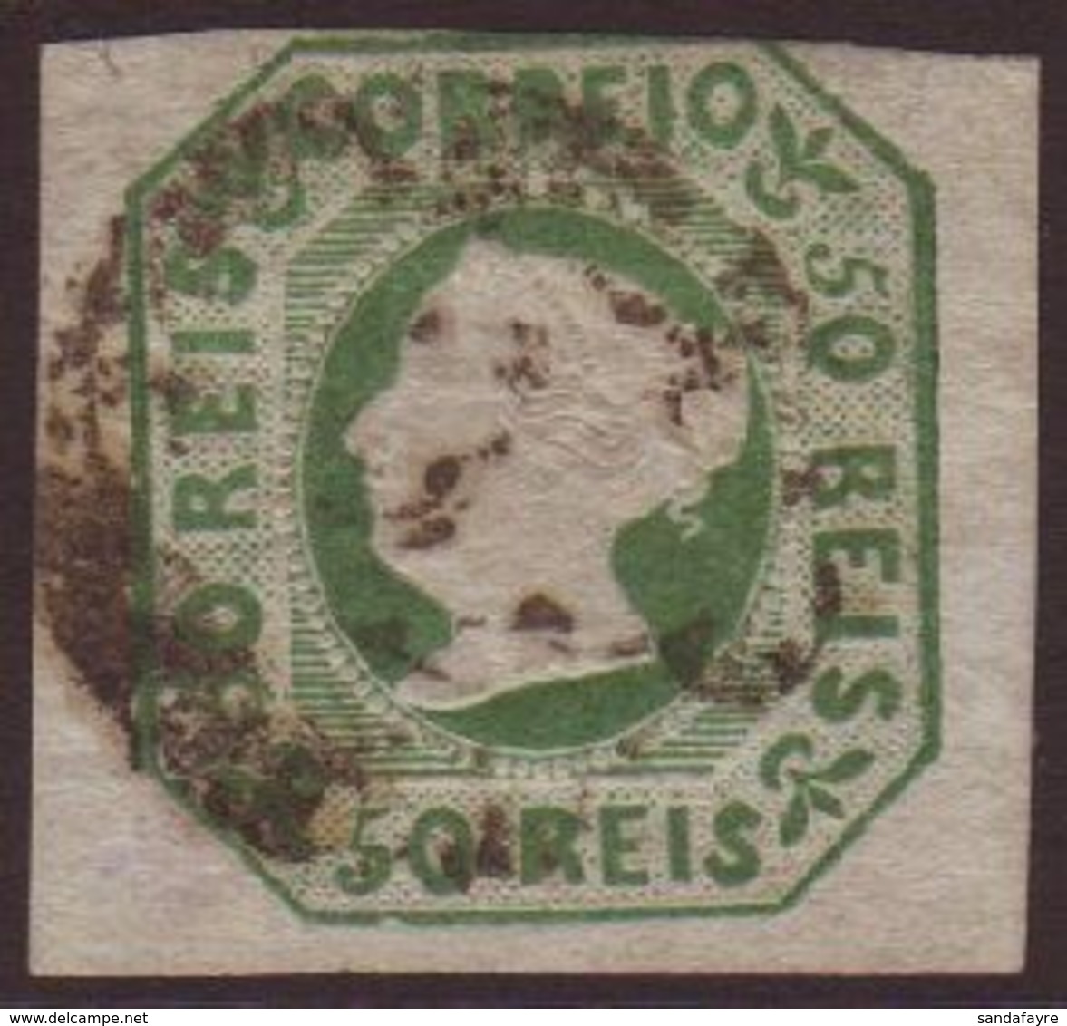 1853 50r Yellow-green, SG 6, Afinsa 3, Used, Three Large Margins Just Touching At Top, Fresh Colour, Cat £1,500. For Mor - Andere & Zonder Classificatie