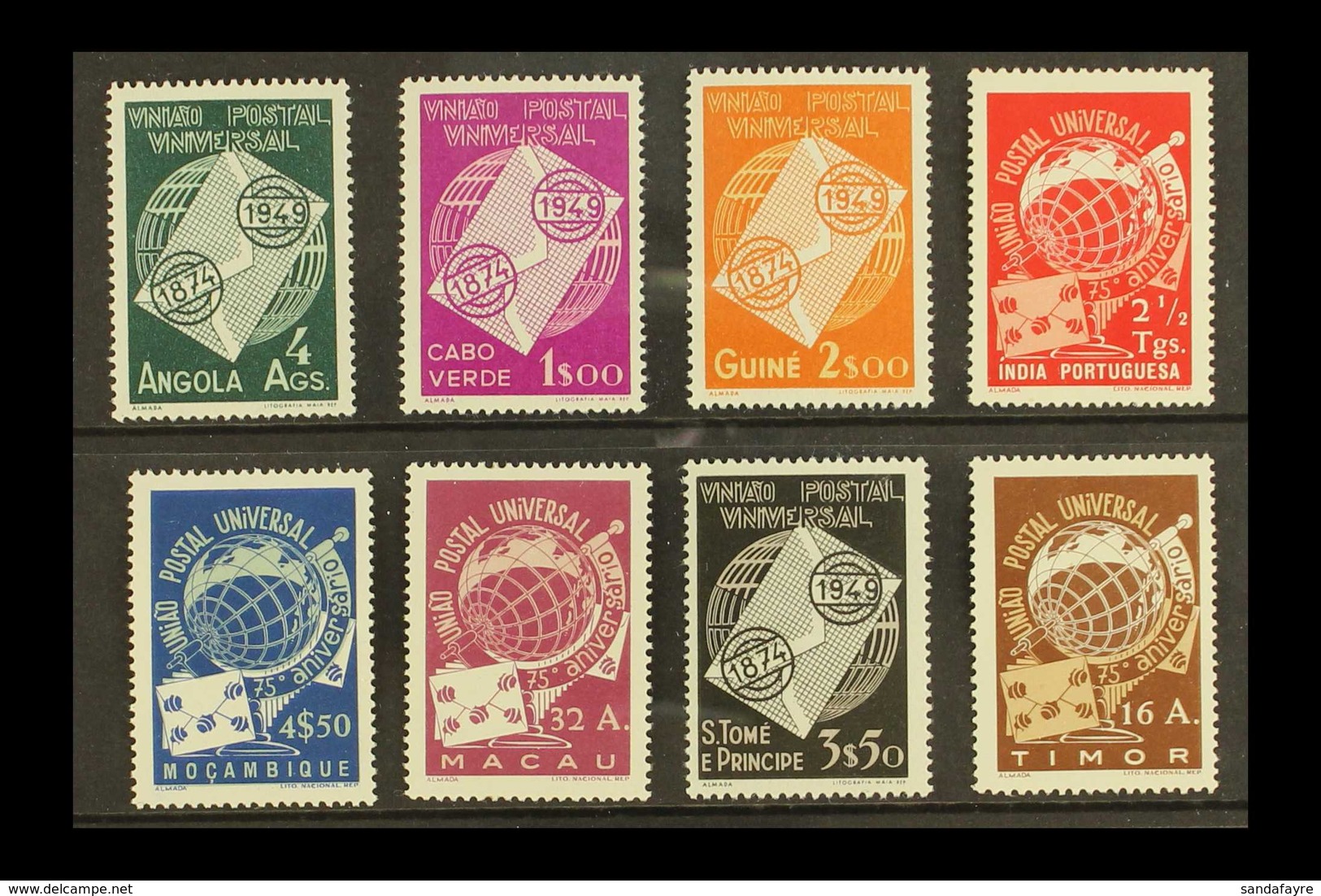 1949 UPU OMNIBUS SERIES. The 8 Different UPU Values, Including The Good Macau Stamp, Each Superb Never Hinged Mint (8).  - Other & Unclassified