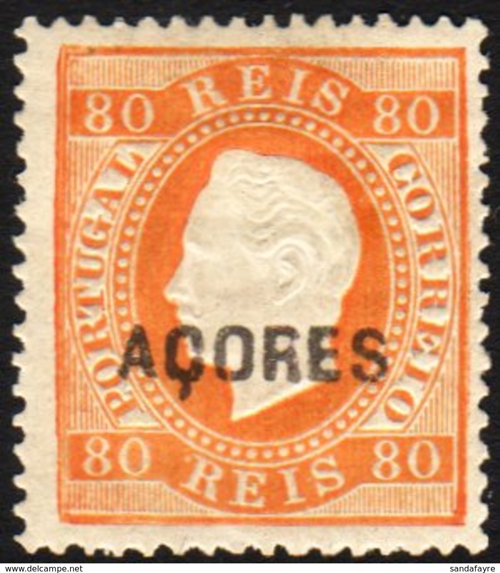 AZORES 1875 80r Orange, Perf 13½, Afinsa 21, Fresh Mint. With Photo Certificate International Society For Portuguese Phi - Sonstige & Ohne Zuordnung