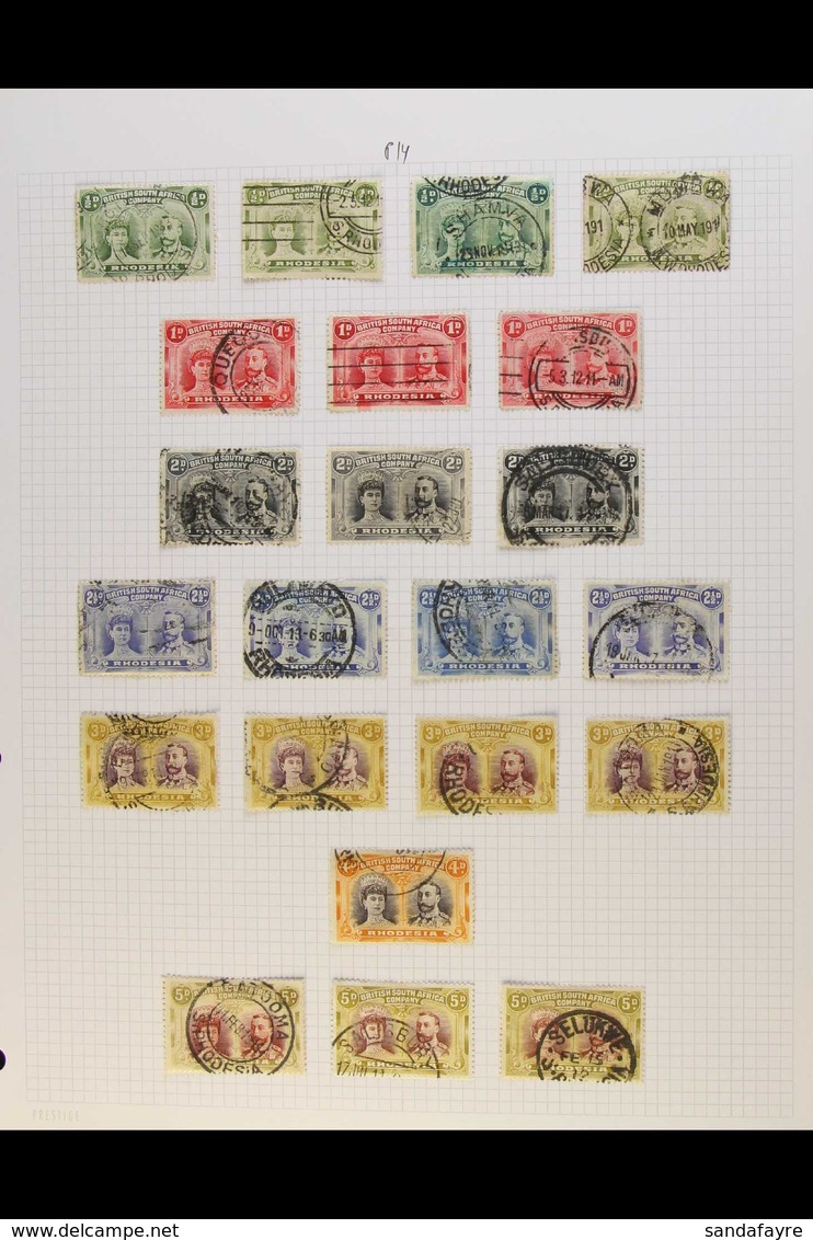 1910-1913 DOUBLE HEADS. USED COLLECTION With Shades & Perf Types On Leaves, Inc 1910-13 Perf 14 ½d (x4), 1d (x3), 2d (x3 - Andere & Zonder Classificatie