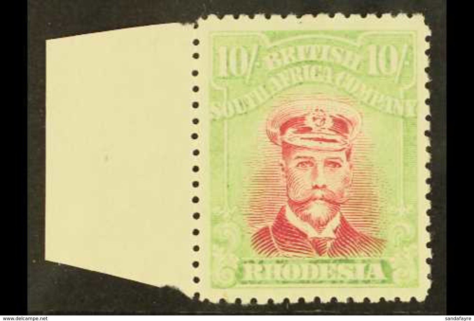 1922 10s Crimson And Bright Yellow Green, Head Die III, Perf 14, Admiral, SG 309, Superb Marginal NHM. For More Images,  - Other & Unclassified