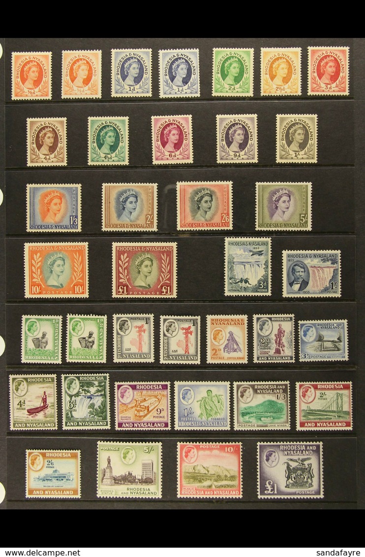 1954-1963 COMPLETE NEVER HINGED MINT A Complete Basic Run, SG 1/49, Plus 1954 & 1959 ½d & 1d Coil Stamps, Very Fine Neve - Rhodesië & Nyasaland (1954-1963)