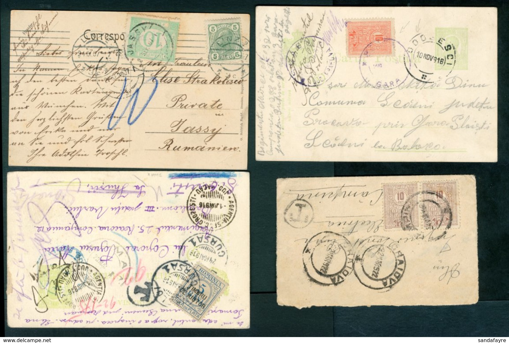 POSTAGE DUES 1907-22 Group Comprising 2 PS Cards, A Postcard And A Small Cover, Each Locally Used And Bearing A Selectio - Other & Unclassified