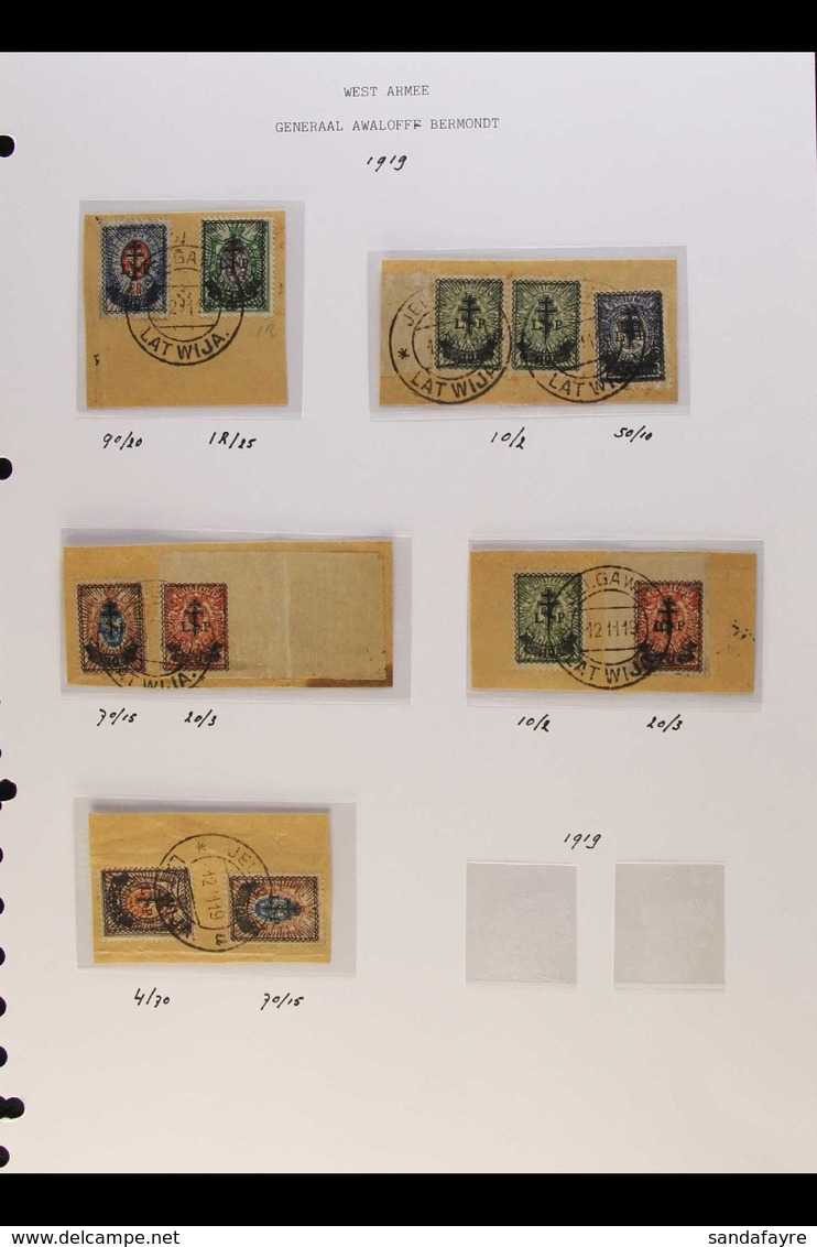 1919 WESTERN ARMY 1919 (Nov) Surcharges On Russian Stamps, A Beautiful Group Of Stamps Very Fine Used Tied To Pieces In  - Andere & Zonder Classificatie