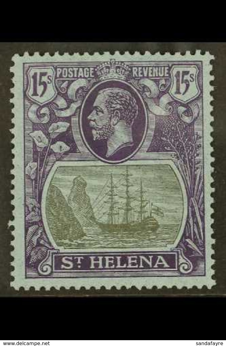 1922-37 15s Grey And Purple On Blue "Badge Of St Helena", SG 113, Very Fine Mint With Lovely Fresh Colours.  For More Im - Sint-Helena