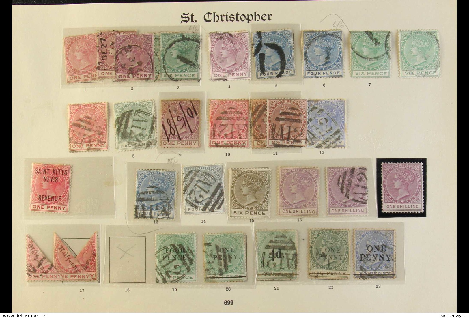1870-88 MINT & USED COLLECTION Nice Clean Lot With 1870-82 Wmk Crown CC Values To 6d, 1882-90 Wmk Crown CA Values To 1s  - St.Christopher-Nevis-Anguilla (...-1980)