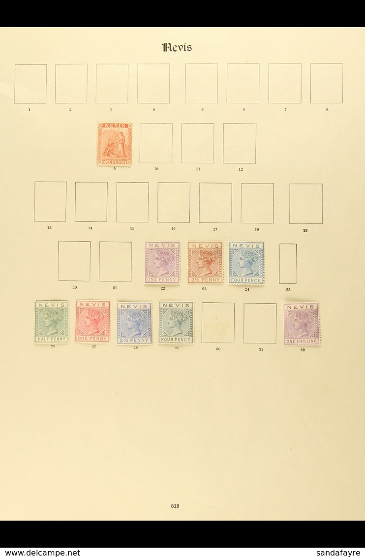 1866-1935 MINT COLLECTION ON "NEW IMPERIAL" LEAVES All Different, Mostly Fine Condition, The QV Mainly Without Gum. NEVI - St.Kitts And Nevis ( 1983-...)