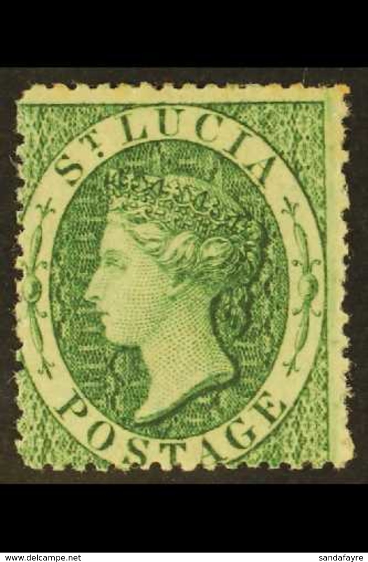 1860 (6d) Green, Watermark Small Star, SG 3, Fine Mint, Large Part Original Gum. For More Images, Please Visit Http://ww - St.Lucia (...-1978)