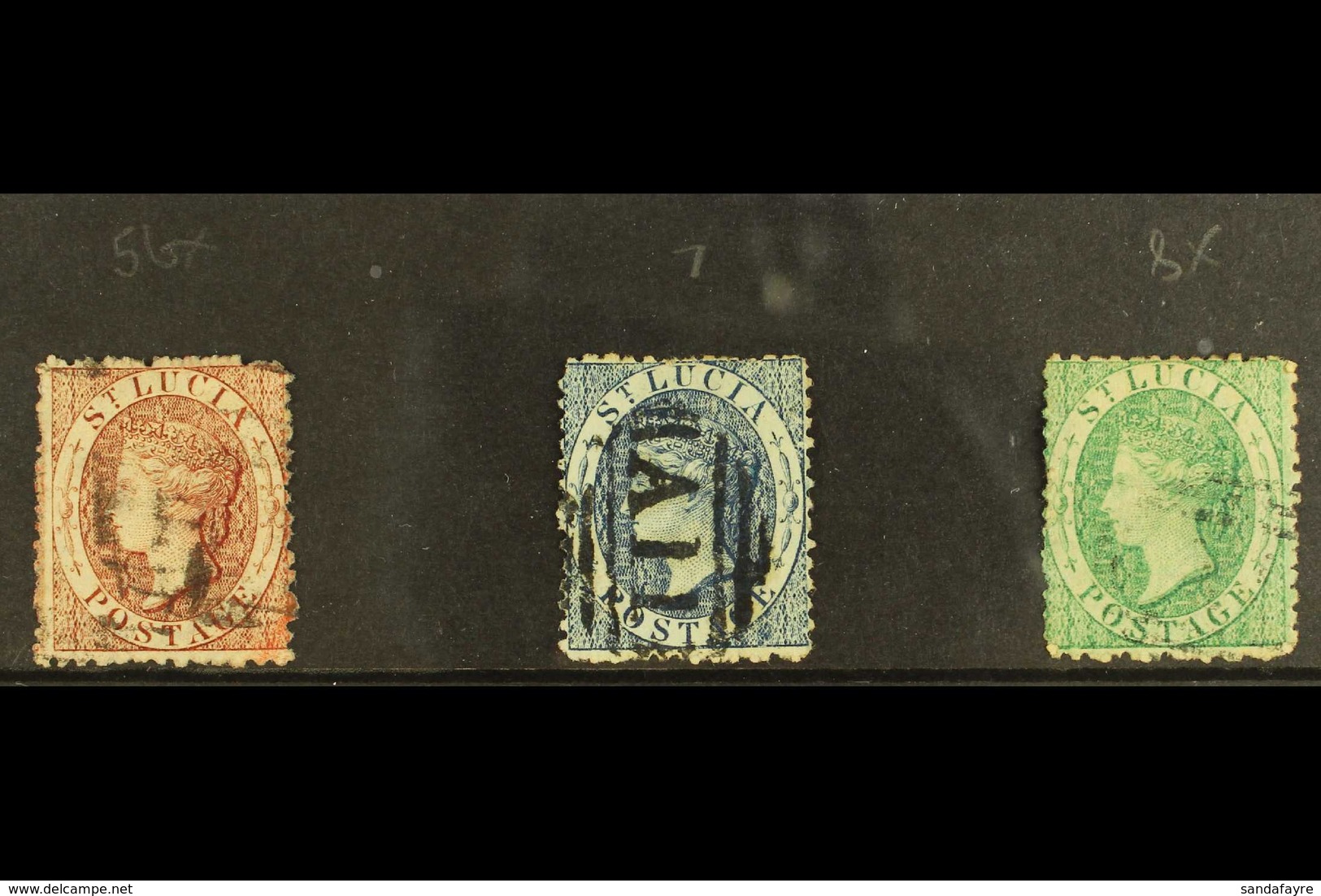 1863 Wmk CC Set, SG 5bx, SG7 & SG 8x, (1d & 6d With Reversed Watermarks) Fine Used (3 Stamps) For More Images, Please Vi - St.Lucia (...-1978)