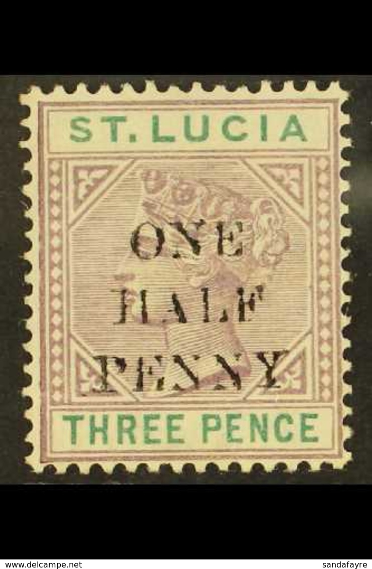 1891-92 "ONE HALF PENNY" Surcharge On 3d Dull Mauve And Green, Die I, With SMALL "A" IN "HALF" Variety, SG 53a, Mint, Ho - St.Lucia (...-1978)