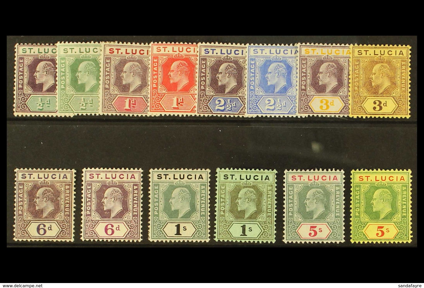 1904-10 Complete King Edward VII Definitive Set, SG 64/77, Fine Mint. (14 Stamps) For More Images, Please Visit Http://w - St.Lucia (...-1978)