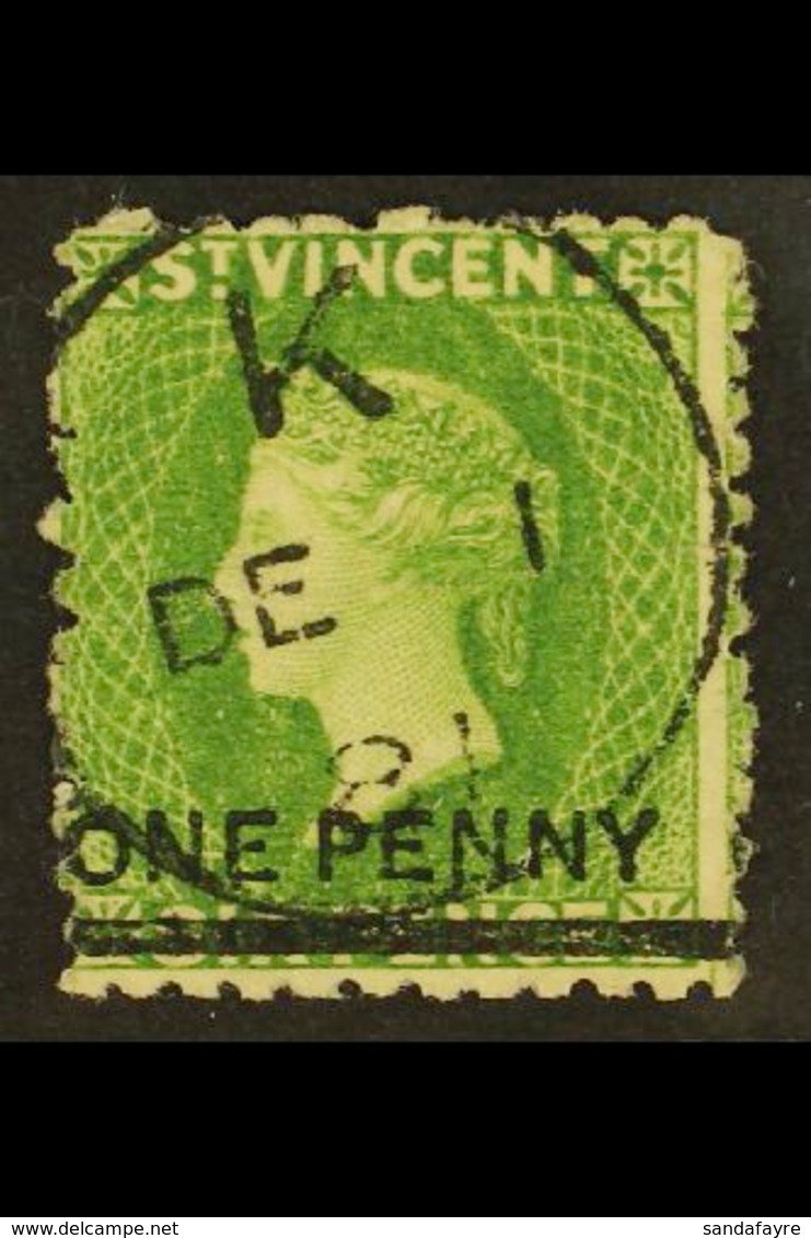 1881 1d On 6d Bright Green, SG 34, Superb Used With Neat Central "K De 1/81" Cds. For More Images, Please Visit Http://w - St.Vincent (...-1979)