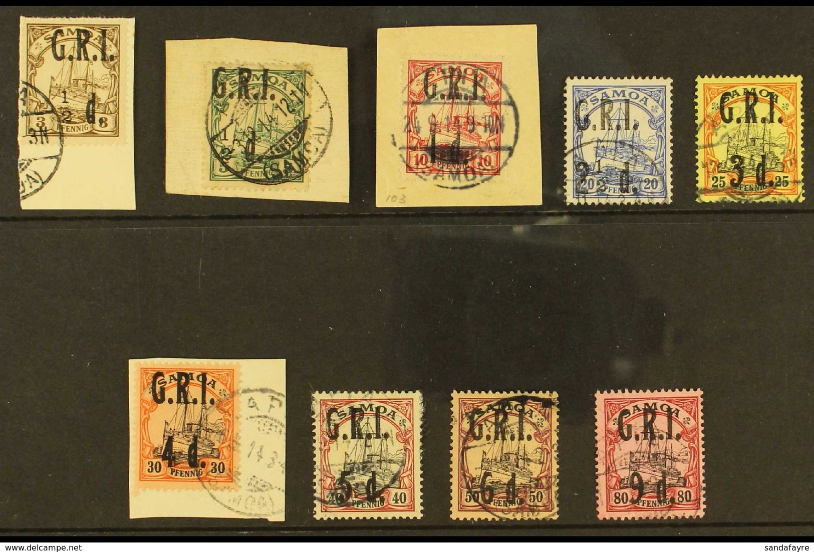 1914 "G.R.I." Overprints On German Samoa Complete Set To 9d On 80f, SG 101/09, Good To Fine Used (9d On 80pf With Light  - Samoa