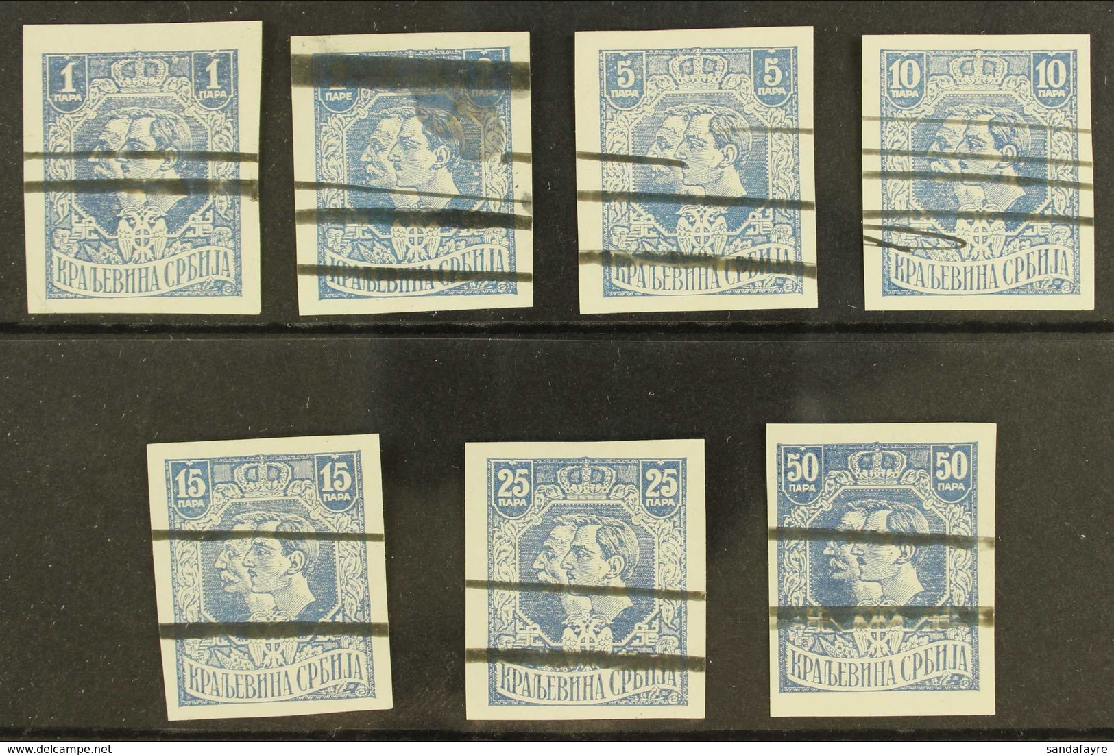 1918 IMPERF PROOFS For The 'King Petar & Prince Alexander' Due Design (as SG 194/226) - Seven Different Values Printed I - Serbie
