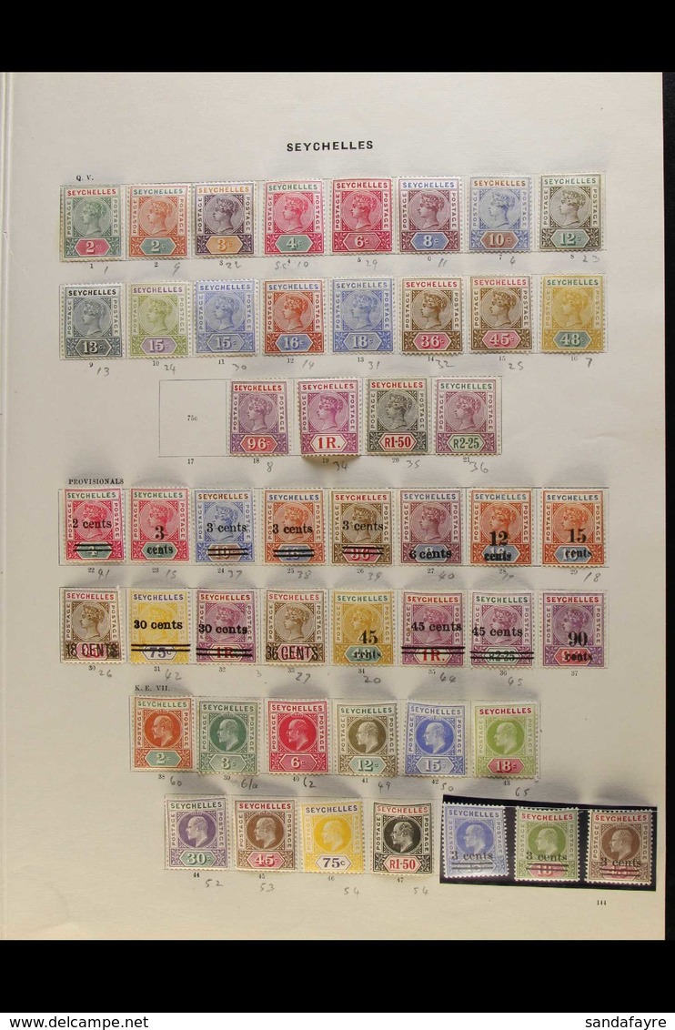 1890-1906 OLD TIME MINT COLLECTION Presented On A Printed Page. Includes 1890-92 Set Of All Values (mixed Dies), 1893-19 - Seychellen (...-1976)