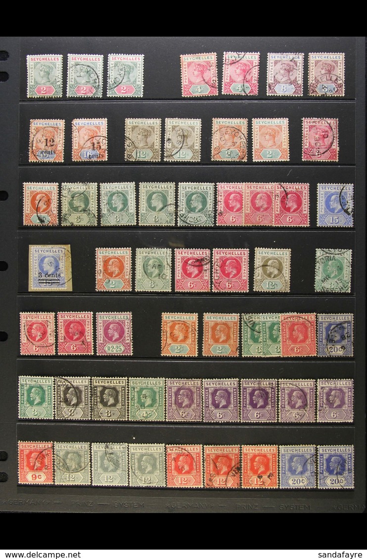 1890-1980 USED COLLECTION Presented On Stock Pages. Includes A Small QV Range To 12c & 15c On 16c, KEVII Range To 15c, K - Seychelles (...-1976)