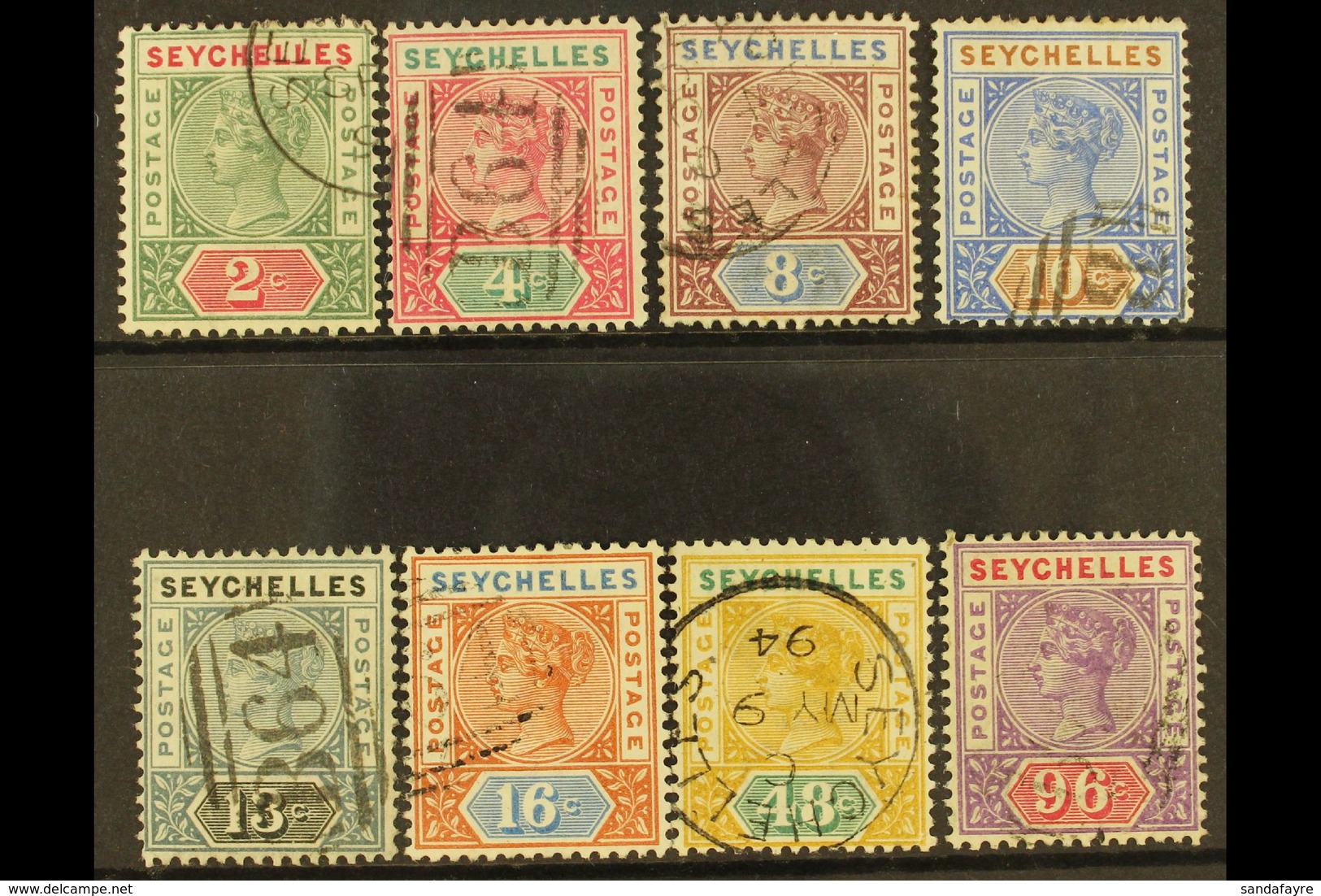 1890-92 Complete Die I Set, SG 1/8, Fine Used. (8) For More Images, Please Visit Http://www.sandafayre.com/itemdetails.a - Seychelles (...-1976)