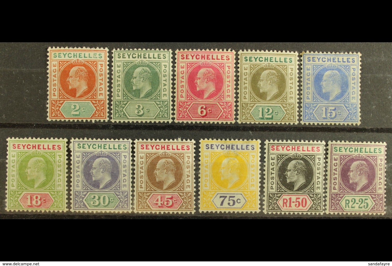 1903 KEVII Crown CA Watermark Set, SG 46/56, Mostly Fine Mint, 75c With Hinge Thin. (11 Stamps) For More Images, Please  - Seychelles (...-1976)