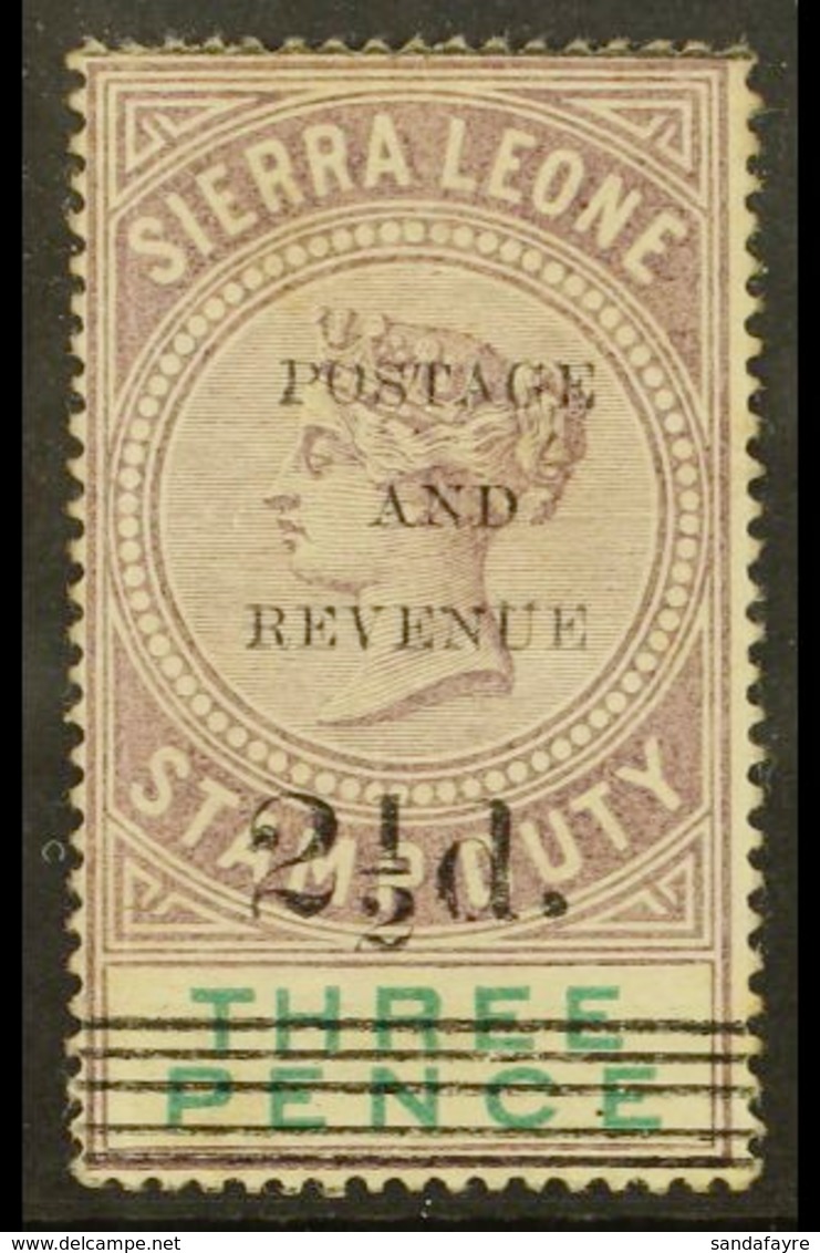 1897 2½d On 3d Dull Purple And Green, Type 12 Overprint SG 58, Mint With One Shorter Perf At Top, And Upper Right Corner - Sierra Leone (...-1960)