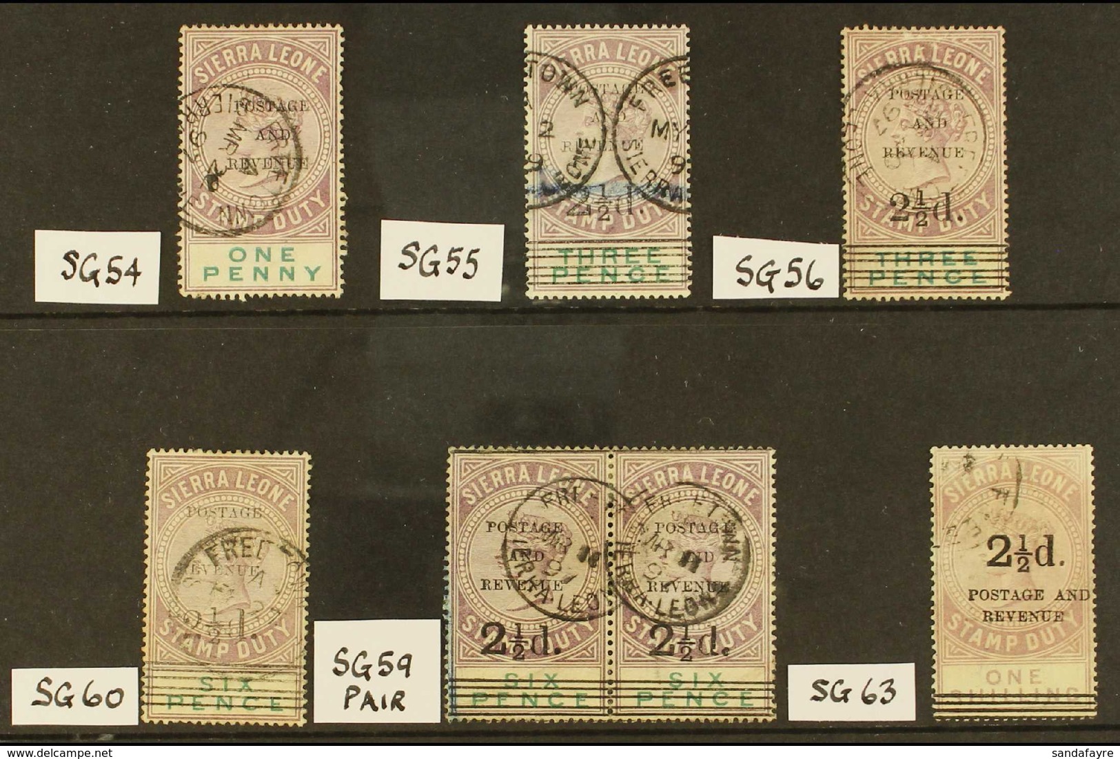 1897 POSTAL FISCALS On A Stock Card All Good To Fine Used Including 2½d On 1d (SG 54), 2½d On 3d (SG 55 & SG 56), 2½d On - Sierra Leone (...-1960)