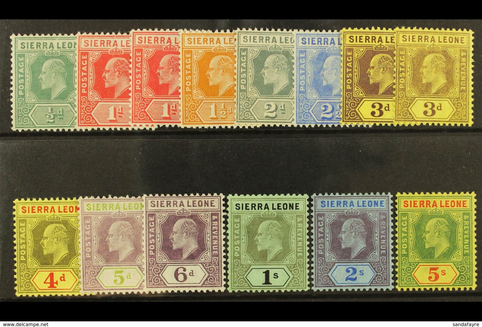 1907-12 Set To 5s, SG 99/110, With Both 1d And 3d Shades Or Papers, Fine Mint. (14) For More Images, Please Visit Http:/ - Sierra Leone (...-1960)