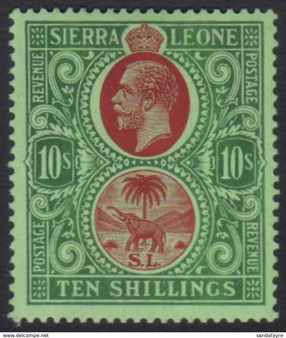 1921 10s Red And Green On Green, Wmk Script CA, SG 146, Very Fine Mint. For More Images, Please Visit Http://www.sandafa - Sierra Leone (...-1960)