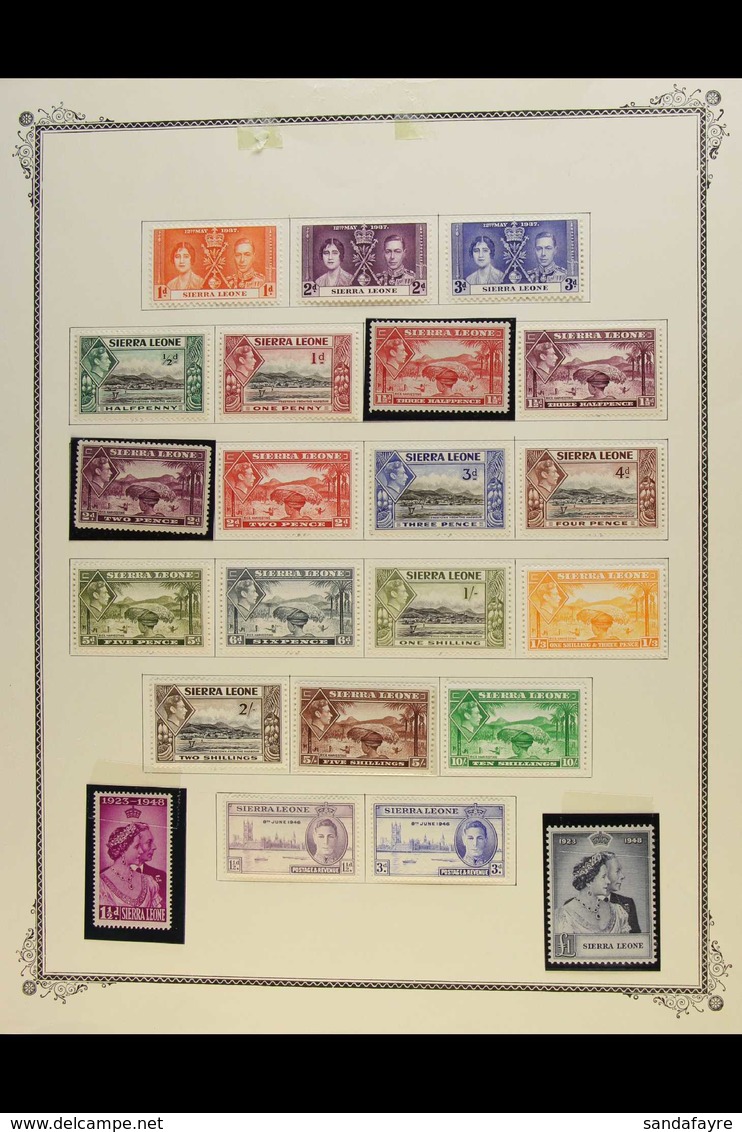 1937-62 MINT COLLECTION Presented On A Pair Of "Scott" Pages. Includes KGVI Pictorial Set To 10s (1½d Red & 2d Mauve Are - Sierra Leone (...-1960)