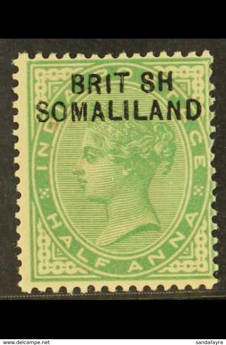 1903 ½a Yellow-green With Opt At Top Of Stamp With "BRIT SH" Variety, SG 1a, Mint, Small Red Red Mark On Surface. For Mo - Somaliland (Protectoraat ...-1959)