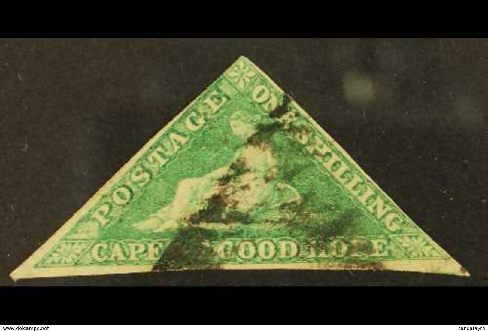 1863-4 1s Bright Emerald-green, D.L.R. Printing, SG 21, Used, Two Margins, Cat.£700. For More Images, Please Visit Http: - Zonder Classificatie