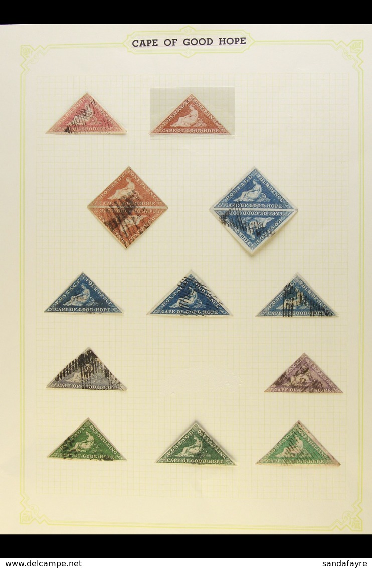 CAPE OF GOOD HOPE - TRIANGULARS 1853-64 Used Collection On An Album Pages, Includes 1853 1d Brick-red On Slightly Blued  - Ohne Zuordnung