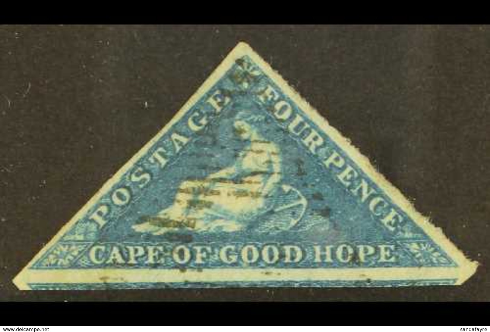 CAPE OF GOOD HOPE 1855-63 4d Deep Blue/white Paper, SG 6, Used With 3 Margins & Part Adjacent Stamp At Base For More Ima - Ohne Zuordnung