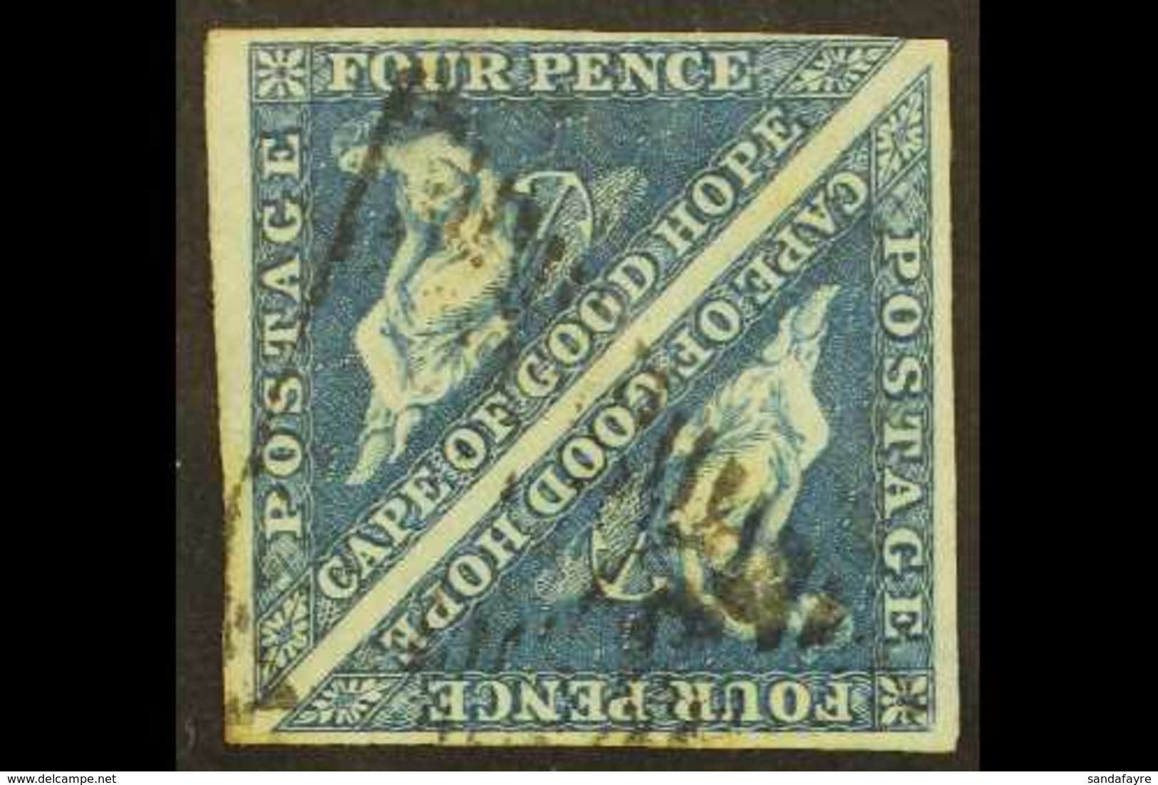 CAPE OF GOOD HOPE 1855-63 4d Deep Blue/white Paper, SG 6, Lightly Used "Tete Beche" Pair With 4 Margins For More Images, - Unclassified