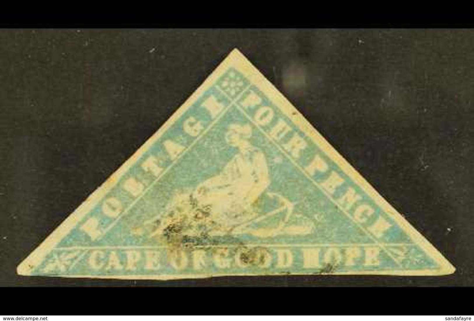 CAPE OF GOOD HOPE 1861 4d Pale Grey Blue On Laid Paper, SG 14a, Lightly Used With 3 Margins & Tiny Thin. Cat £2000 For M - Ohne Zuordnung