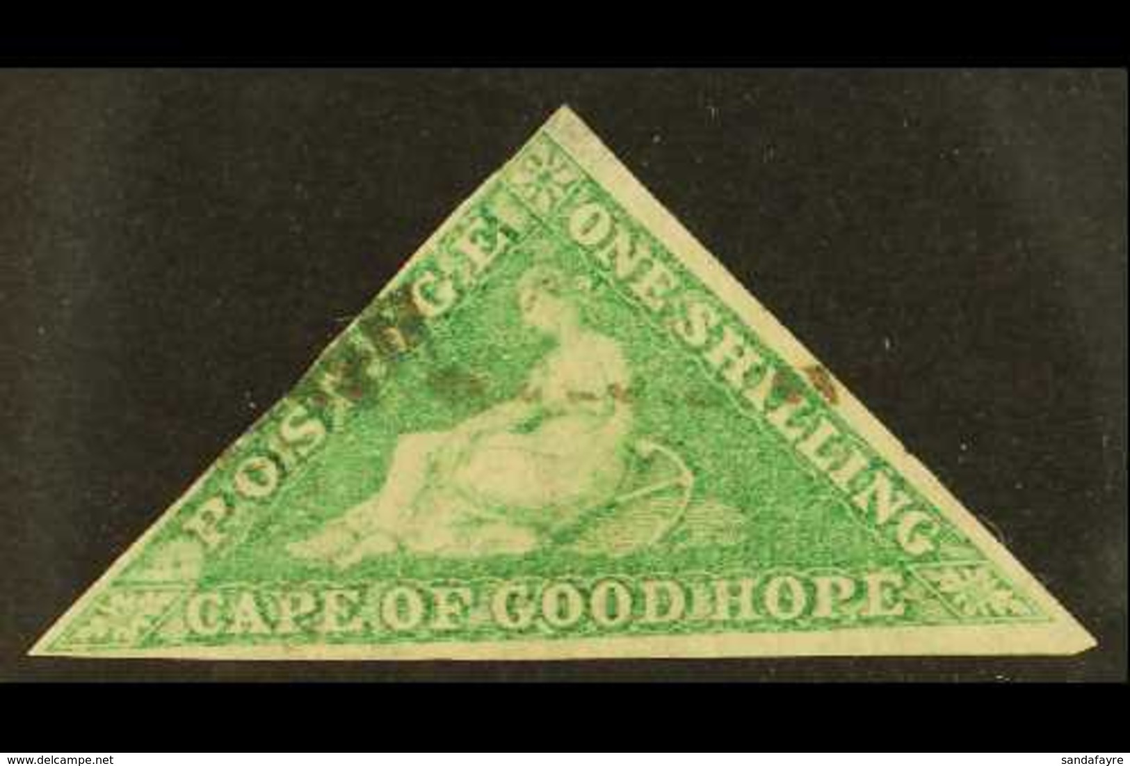 CAPE OF GOOD HOPE 1863-64 1s Bright Emerald Green, SG 21, Lightly Used, Margins Just Touch At One Point.  For More Image - Unclassified