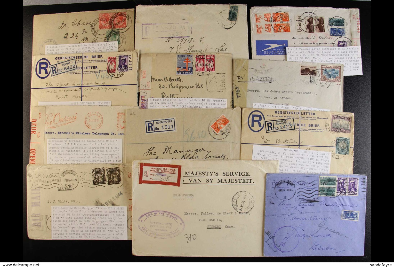 1917-1949 COVERS HOARD. An Interesting Accumulation Of Commercial Covers With The Strength In 1940's Censored Mail, Inc  - Zonder Classificatie