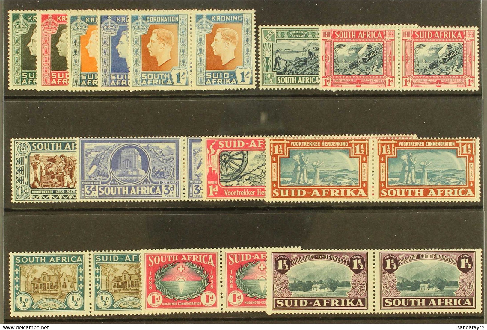 1937-9 Commem. Sets Incl. Coronation, Voortrekker Memorial Fund & Commemoration Sets Plus 1939 Huguenots Set, SG 71/5, 7 - Zonder Classificatie