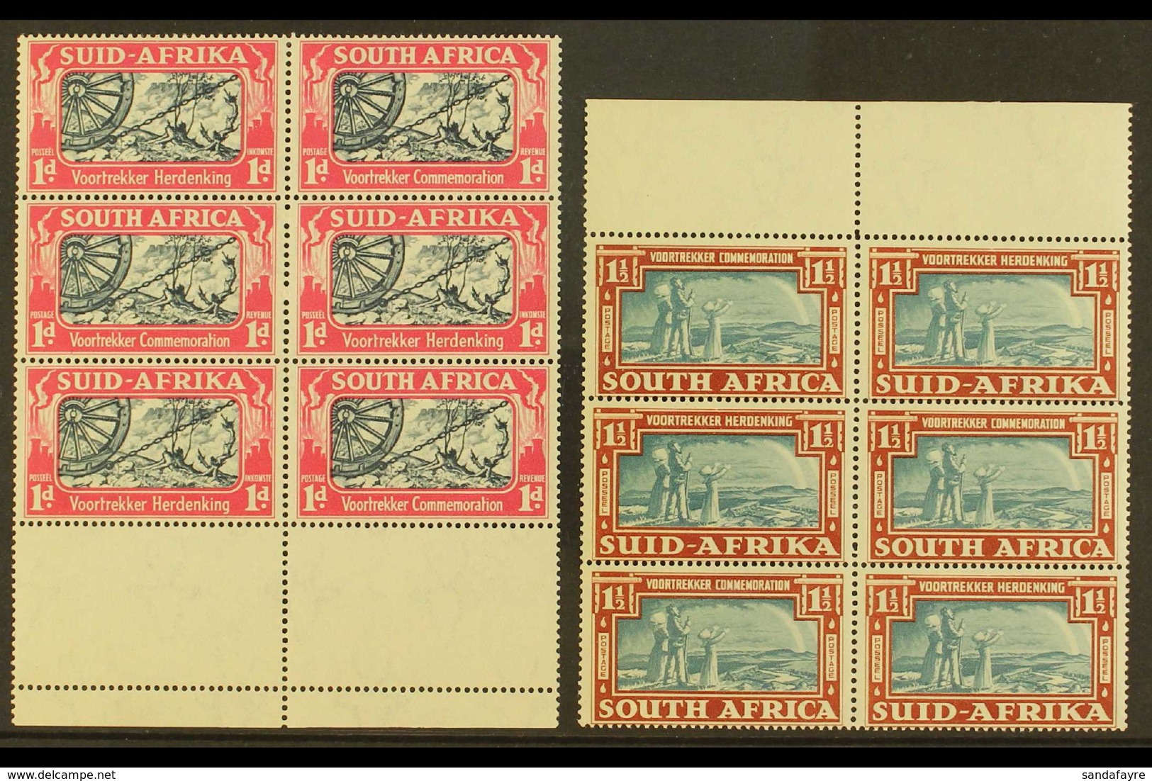 1938 Voortrekker Commemoration Set, SG 80/81, Never Hinged Mint Marginal Blocks Of 6. (12 Stamps) For More Images, Pleas - Ohne Zuordnung